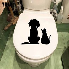 Yoja 23.8x19.6cm decalque da parede bonito cão e gato wc adesivo sala de estar quarto decoração casa T5-0169 2024 - compre barato