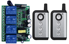 Interruptor de luz sem fio ac110v 220v, 230v, 4ch, 4 canais, 10a, relé de controle remoto, receptor, transmissor, portas de garagem