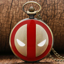 Горячая Распродажа 2017 модные крутые кварцевые карманные часы Super Deadpool ожерелье с подвеской с цепочкой для мужчин мальчиков женщин reloj de bolsillo P342 2024 - купить недорого