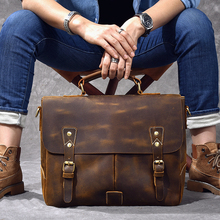 Mens classics Genuine Leather Messenger Bags Tote Crossbody Bags Men's Briefcase Laptop 14'' Bag Men's shoulder bag Leather 2024 - buy cheap