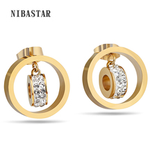 Pendientes de tachuela de cristal de acero inoxidable 316 de Color dorado con diamantes de imitación para mujer 2024 - compra barato