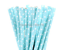 Canudos de papel em azul com mini dot branco, suprimentos de decoração de festa de casamento e aniversário, 100 peças 2024 - compre barato