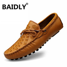 Men Loafers Summer Breathable Genuine Leather Shoes Men Casual Driving Boat Shoes Slip-on Flats Moccasins High Quality 2024 - buy cheap