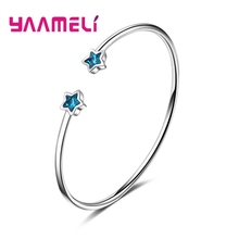 100% 925 Sterling Silver Lovely Star Hard Cubic Zirconia Stone Bracelets Bangles Fashion Crystal Jewelry For Women Lady 2024 - buy cheap