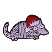 Holiday armadillo enamel pin Santa hat brooch cute glitter animal badge creative Christmas gift 2024 - buy cheap