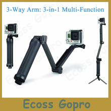 GoPro 3-way Folding Arm Monopod Tripod Handheld selfie stick For Gopro Hero 4 Hero 3+hero3 SJ4000 xiaomi yi 4k Accessories mount 2024 - buy cheap