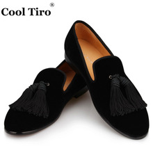 Cool Tiro Men Handmade Shoes Black velvet Loafers Men's Moccasins Tassels Slippers Wedding Dress Shoes Casual Flats Real Leather 2024 - купить недорого