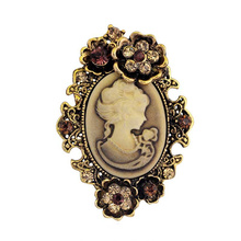 new cameo brooches for women vintage brooch female Vintage brooches with rhinestones for women  on the collar 2024 - buy cheap