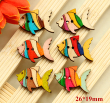 26*19 мм кавайные деревянные кнопки в форме рыбы, кнопка для рисования для DIY, аксессуары для одежды (ss-k806) 2024 - купить недорого