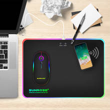 SUNROSE Game mouse pad RGB light mouse pad phantom color hard belt wireless charging function mouse pad belt glow 2024 - buy cheap