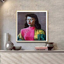 Miss Wong Tretchikoff-Vintage pintura al óleo sobre lienzo, carteles de arte Pop e impresiones, imagen de pared nórdica para sala de estar 2024 - compra barato