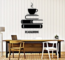 Reading and afternoon tea vinyl wall sticker book coffee reading room study library decoration wall stickers home art decal YD02 2024 - buy cheap