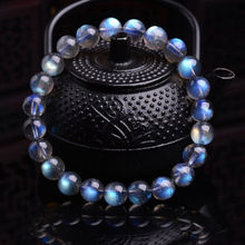 АААА 10 мм натуральный лунный камень синий свет хрустальные бусины браслет 2024 - купить недорого