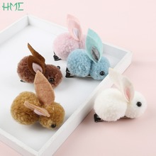 New Arrival Simple Cute Cartoon Hair Clip Korean 3D Animal Plush Girls Rabbit Hairpin For Child Hair Accessories 1pc/lot 2024 - buy cheap