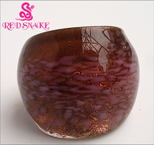 Anillo de moda de serpiente roja, hecha a mano sortija de cristal de Murano, Marrón puro con puntos 2024 - compra barato