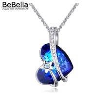 BeBella-collar con colgante de corazón azul para mujer, Bermudas, hecho con cristales de Swarovski, cadena fina, regalo de joyería 2023 - compra barato
