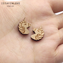 Handmade Jewelry Making Supplies Beads Laser Cut Wooden Animal Unicorn Charm For DIY Necklace Earring Brooch Ring SWC282 4 2024 - buy cheap