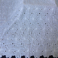 1 Yard Embroidery Blossom Cotton Lace Fabric Eyelet Lace Ivory White Home Party Decoration Hollow Out Nigerian Voile Lace 2024 - buy cheap