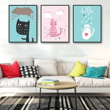 Pintura decorativa criativa de gato, decoração de casa, pintura minimalista nórdico, arte de parede para sala de estar, poster de tela sem moldura 2024 - compre barato