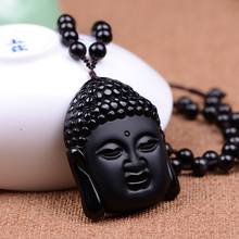 obsidian Vintage Necklace Black Buddha Head Pendant For women&men Free shipping obsidian jewelry 2024 - buy cheap