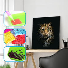 5D DIY Diamond Painting Painting Leopard Animal Full Circular Diamond Embroidery Cross Stitch Diamond Rhinestone Home Decor 2024 - buy cheap