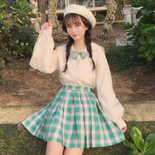 Korean Temperament Student Retro Fresh Plaid Skirt Mori Girl Cute Kawaii Fashion Casual Campus Skirt 2024 - buy cheap