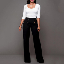 Pantalones holgados de cintura alta para mujer, peto Vintage con botones, elegante, sólido, a la moda, informal 2024 - compra barato