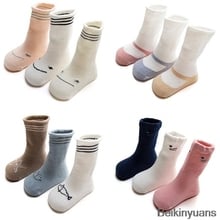 1 piece 3 pairs of boys and girls socks autumn and winter color matching new boys and girls autumn and winter cotton socks 2024 - buy cheap