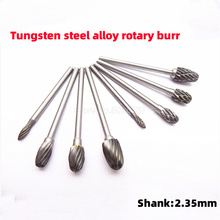 2.35MM Shank Hard Metal Grinding Head Wood Carving Tungsten Steel Rotary Boring Cutter File Tool Single Slot Milling Dome Files 2024 - buy cheap