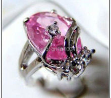Envío Gratis> anillo de dedo de cristal rosa de moda y impresionante 7 8 9 # 2024 - compra barato