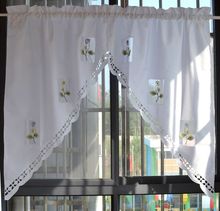 Flower Embroidered Rustic Short Kitchen Curtain White Triangular Window Curtain for The Kitchen 2024 - buy cheap