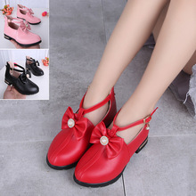 New Kids Girls Bow Children Leather Shoes For Girls School Red Black Pink Party Wedding Dance Dress Shoes Size 27-37 A839 2024 - buy cheap