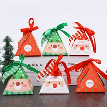 5Pcs Mini Merry Christmas Pyramid Shape Candy Gift Box Christmas Tree Paper Santa Claus Gift Lace Container Party Chocolate Box 2024 - buy cheap