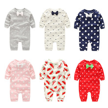 Infant Baby clothing Autumn long sleeve dot fruit romper Children Boys and girls jumpsiot with bowknot RM19036 2024 - buy cheap