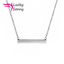 New Trend Horizontal Silver Bar Pendant Chain Necklace Minimalist Jewelry Wholesale Solid 925 Sterling Silver Rose Gold Necklace 2024 - buy cheap