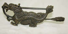 Elaborate collectibles Chinese old style Brass Carved Dragon Figure lock with key 2024 - buy cheap