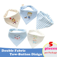 5pcs/lot Double Fabric Baby Bibs Cartoon Printing Cotton Newborn Infant Girls And Boys Toddler Triangle Scarf Burp Cloth Bandana 2024 - buy cheap