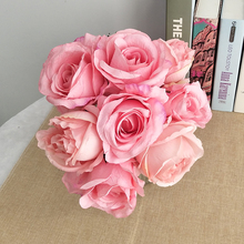 Ramo de rosas artificiales para decoración de boda ramo de seda para decoración del hogar ramo de rosas falsas 2024 - compra barato