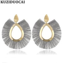 Kuziduocai New Fashion Jewelry Bohe Punk Big Droplet Silk Thread Tassel Statement Drop Earring For Women Aretes Brincos E-1524 2024 - buy cheap