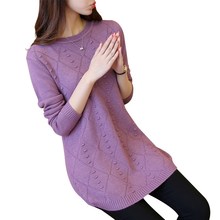 Женское длинное платье-свитер, теплый пуловер с вышивкой кролика, Осень-зима 2021 2024 - купить недорого
