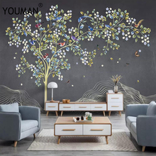Papel de parede youman 3d estéreo, mural de parede para quarto ktv, sala de bar, flor preta 2024 - compre barato
