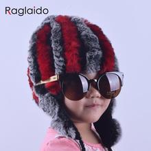 Baby hat Winter Girls Snow Hats real rabbit fur hat Knitted Beanie Caps Accessories Warm Bomber Ears Child Hat LQ11178 2024 - buy cheap
