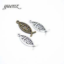 YuenZ 20 piezas 2 colores de plata antigua pez encanto ajuste para pulseras collar DIY joyería de Metal 27*10mm d731 2024 - compra barato