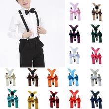 Kids Children Baby Boys Girls Adjustable Braces Elastic Suspenders+Solid Bow Tie Set 2pcs Fit for 1-10years old pajarita bebe 2024 - buy cheap