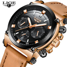 Лидирующий люксовый бренд LIGE аналоговые кварцевые часы мужские кожаные водонепроницаемые спортивные часы модные деловые мужские часы Relogio Masculino 2024 - купить недорого
