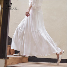 2020 женская летняя модная дизайнерская юбка, винтажная элегантная Праздничная длинная юбка с эластичной резинкой на талии, белые макси юбки большого размера M-7XL 2024 - купить недорого
