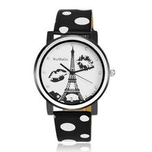 Fashion Womage Eiffel Tower Wristwatch Polka Dot Leather Ladies Student Women Watches Clock Women's Reloj Mujer Relogio Feminino 2024 - buy cheap