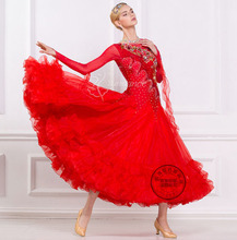 Customize Red adult Ballroom Fox trot Quick step tango Modern Waltz competition Dance  Dress 2024 - buy cheap