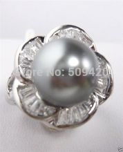 D # s434er> anel de casamento na moda 10mm, anel cinza sul mar concha pérola flor tamanho 7/8/9 2024 - compre barato