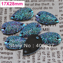 Free Shipping, 50pcs/Lot, 17*28mm Bling-star Metallic Green sew on teardrop flat back resin sew on stones 2024 - buy cheap